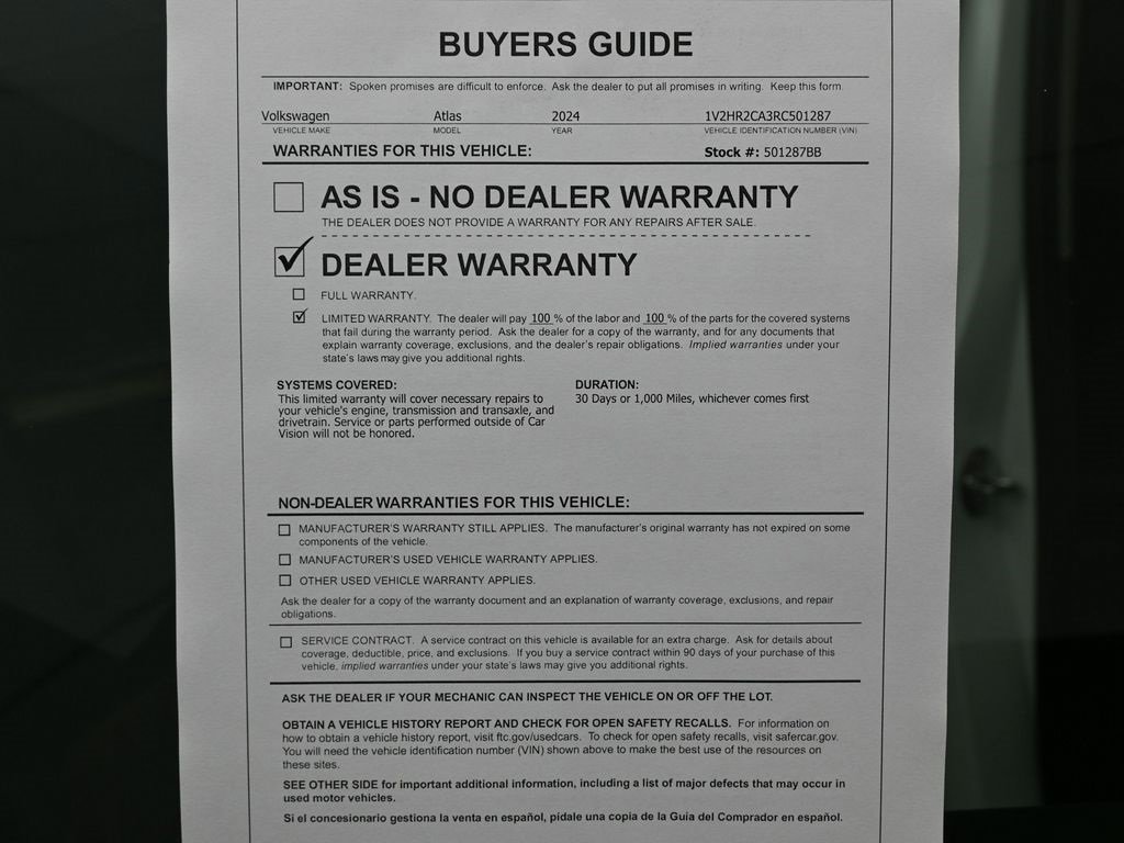 Used 2024 Volkswagen Atlas SE image 38