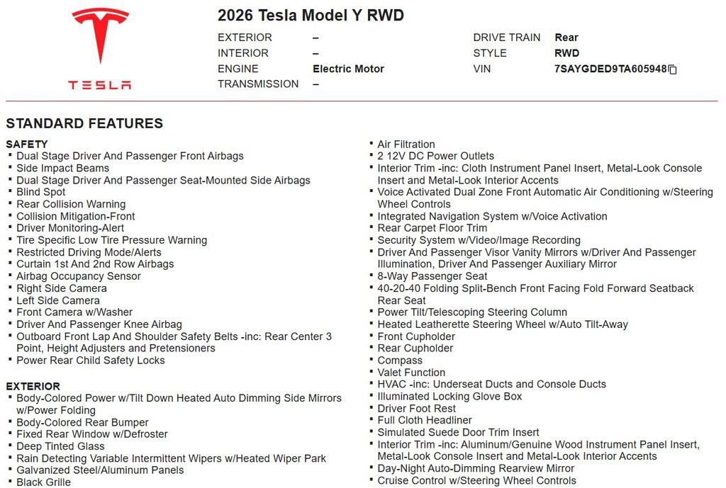 Used 2026 Tesla Model Y 2WD image 25