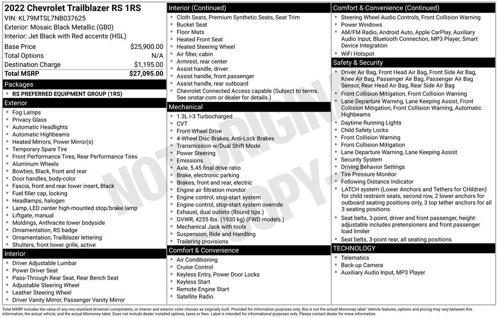 Certified 2022 Chevrolet TrailBlazer RS FWD image 35