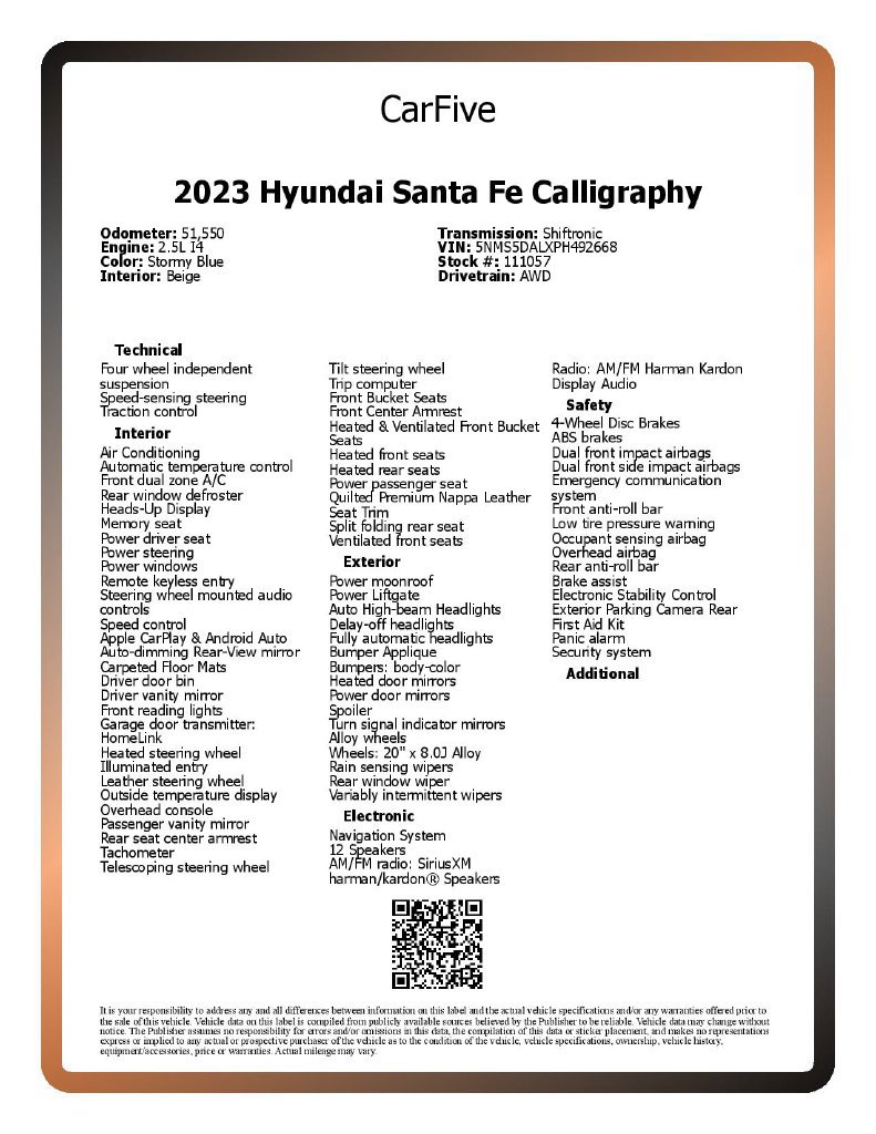 Used 2023 Hyundai Santa Fe Calligraphy AWD/4WD image 29