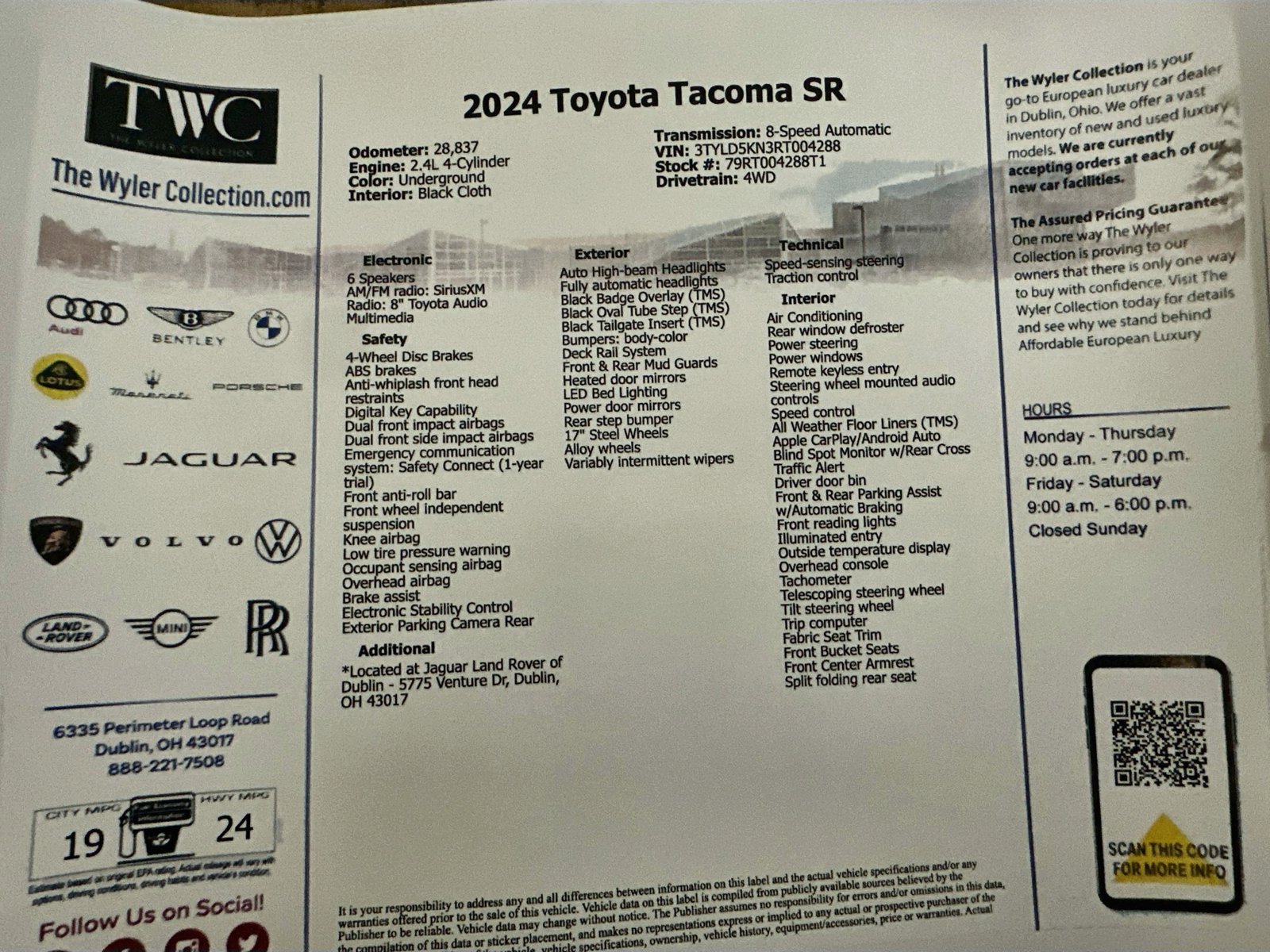 Used 2024 Toyota Tacoma SR w/ SR Upgrade Package AWD/4WD image 47