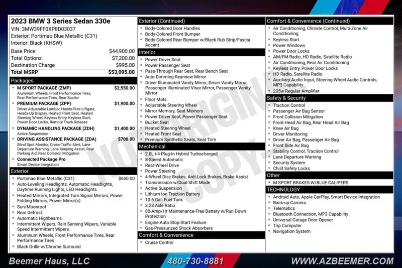 Used 2023 BMW 330e w/ M Sport Package RWD image 3