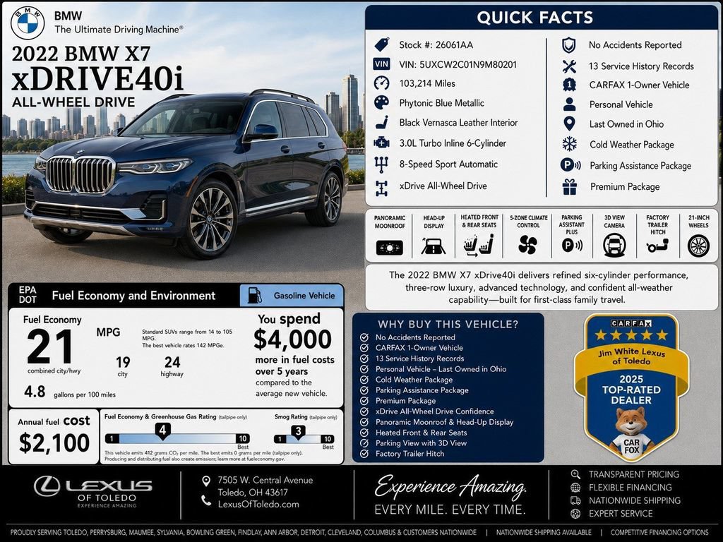 Used 2022 BMW X7 xDrive40i w/ Premium Package AWD/4WD image 2