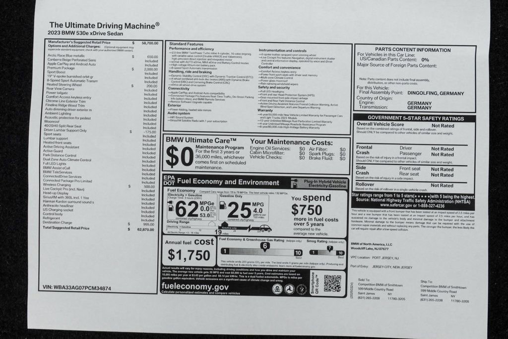 Used 2023 BMW 530e xDrive w/ Premium Package image 55