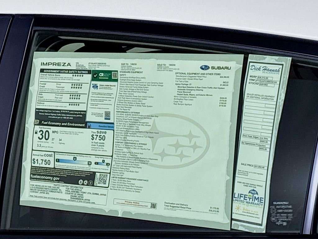 New 2025 Subaru Impreza 2.0i Sport image 24