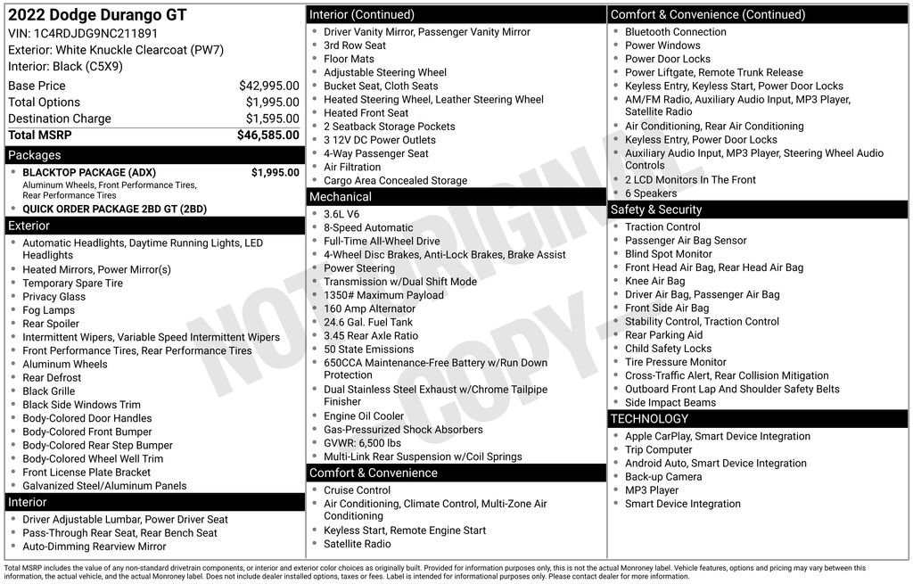 Used 2022 Dodge Durango GT w/ Blacktop Package image 17