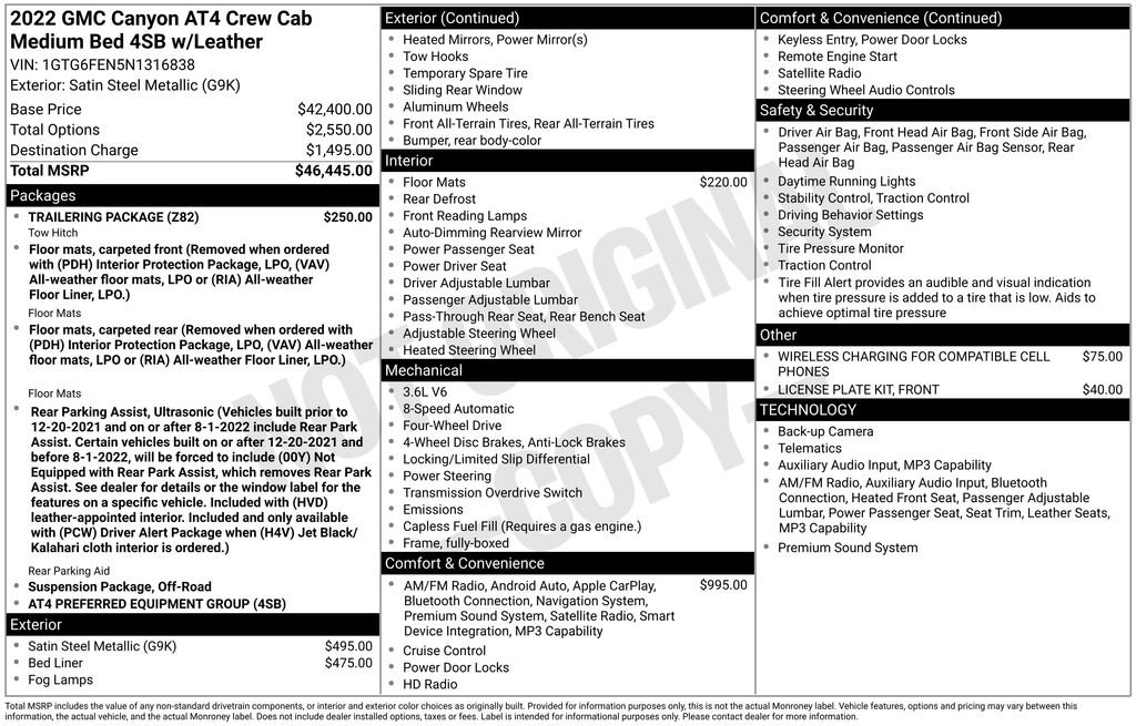 Used 2022 GMC Canyon AT4 w/ Trailering Package AWD/4WD image 30