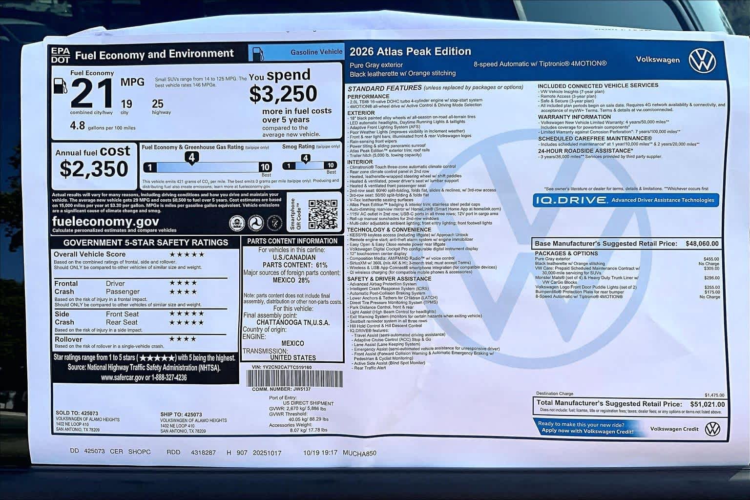 New 2026 Volkswagen Atlas Peak Edition AWD/4WD image 19