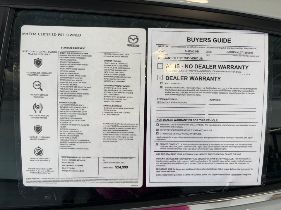 Certified 2026 MAZDA MAZDA3 s Sport FWD image 33