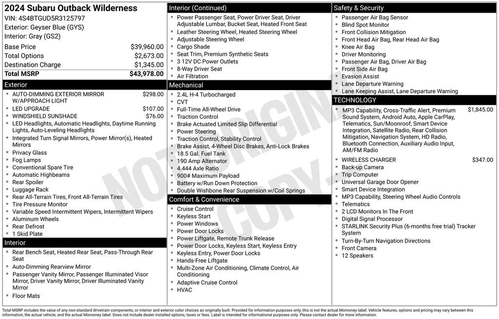Used 2024 Subaru Outback Wilderness AWD/4WD image 3
