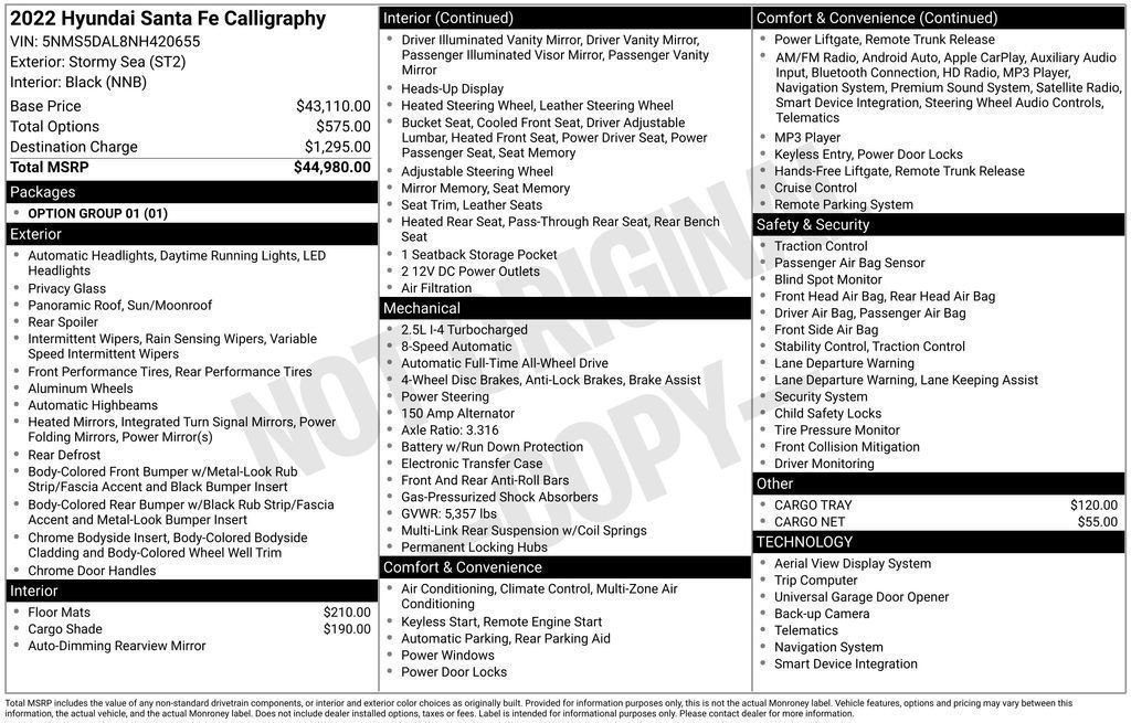 Used 2022 Hyundai Santa Fe Calligraphy image 55
