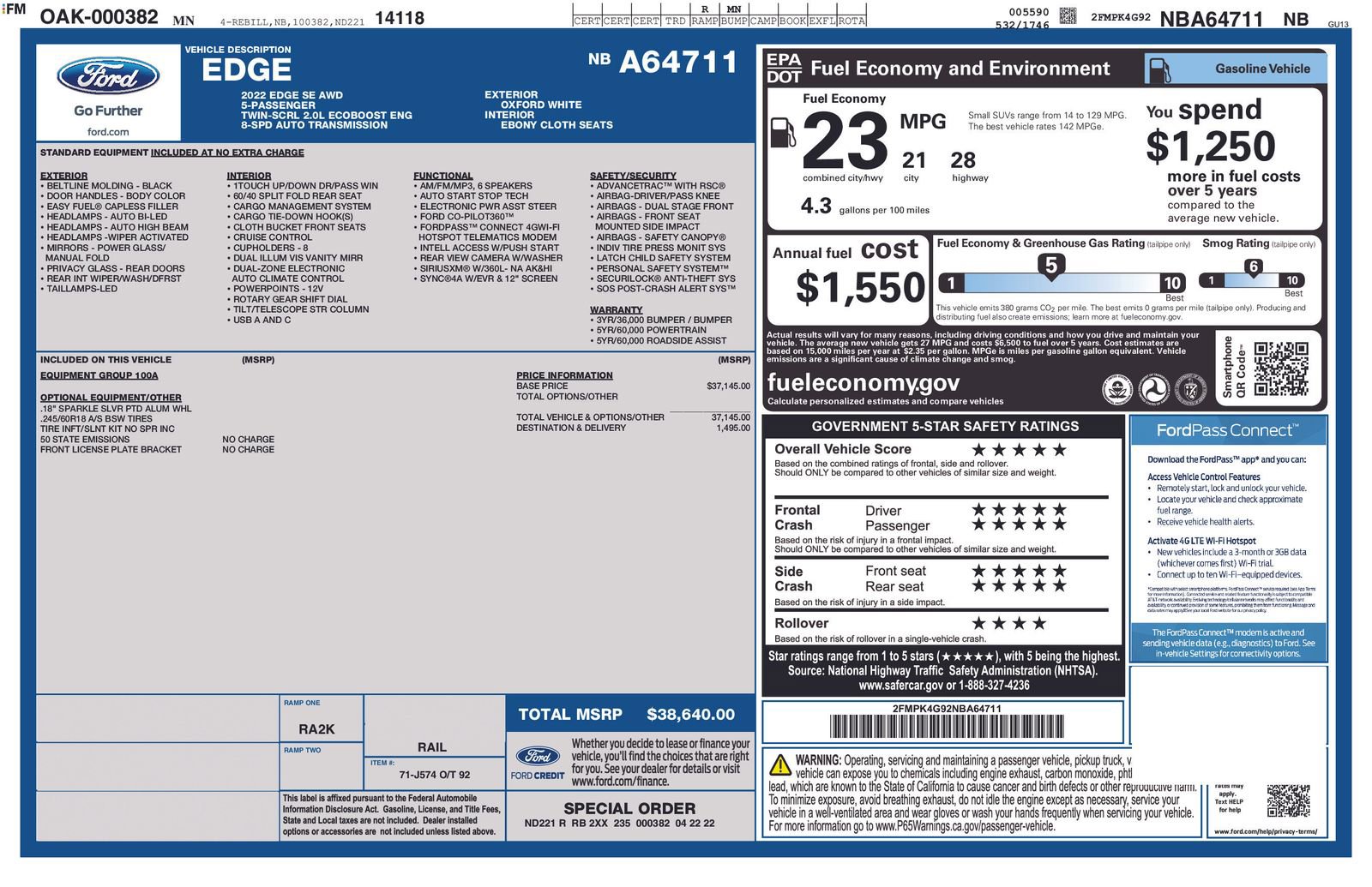 Used 2022 Ford Edge SE AWD/4WD image 6