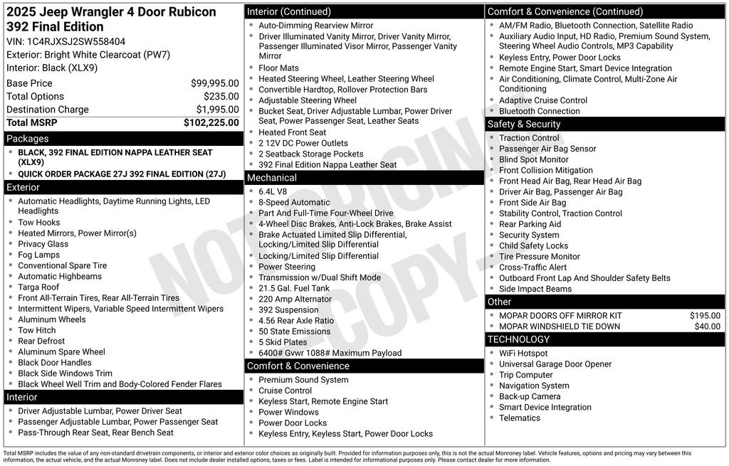 New 2025 Jeep Wrangler Unlimited Rubicon 392 image 18