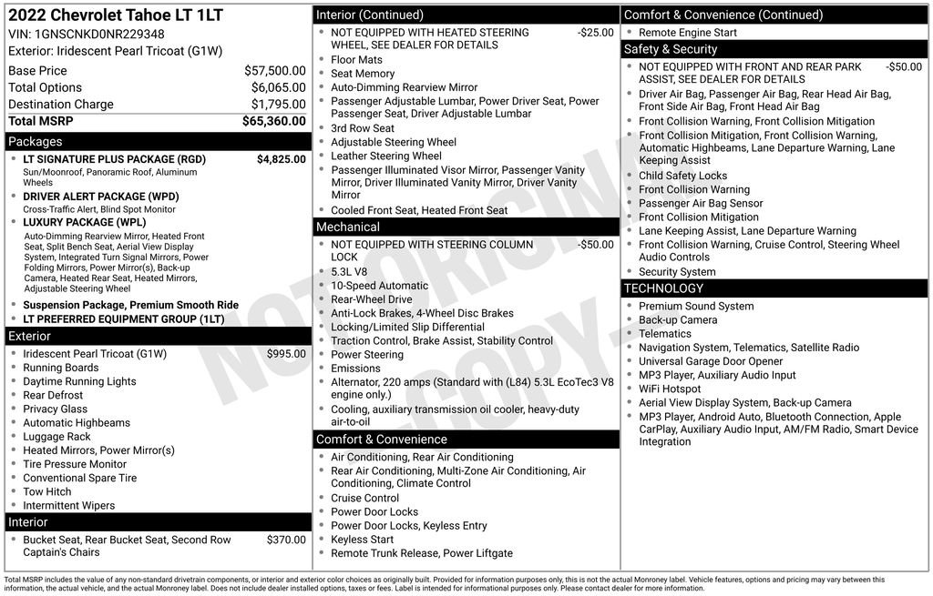 Used 2022 Chevrolet Tahoe LT w/ LT Signature Plus Package RWD image 36