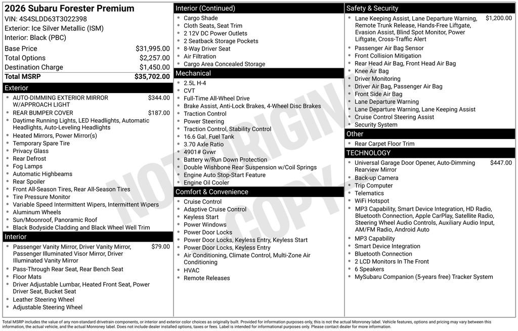 Certified 2026 Subaru Forester Premium AWD/4WD image 2