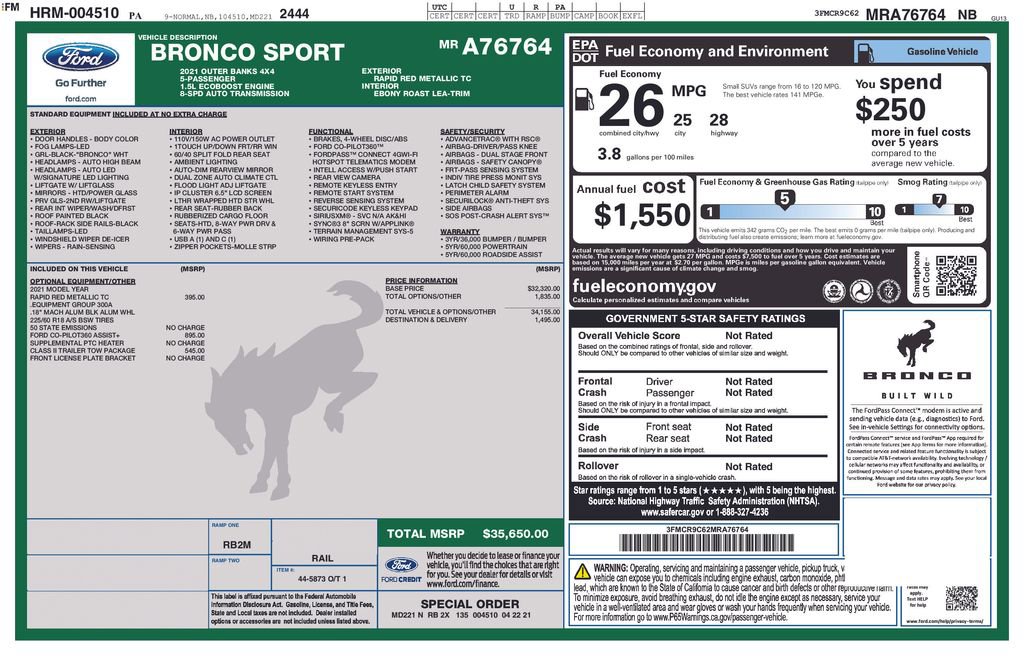 Used 2021 Ford Bronco Sport Outer Banks image 32