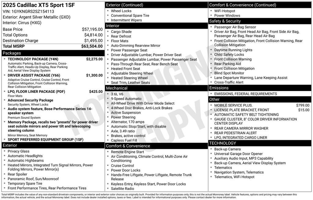 New 2025 Cadillac XT5 Sportv w/ Technology Package image 10