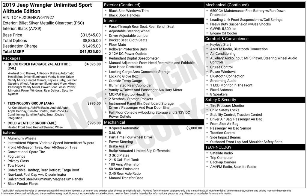 Used 2019 Jeep Wrangler Unlimited Sport image 34