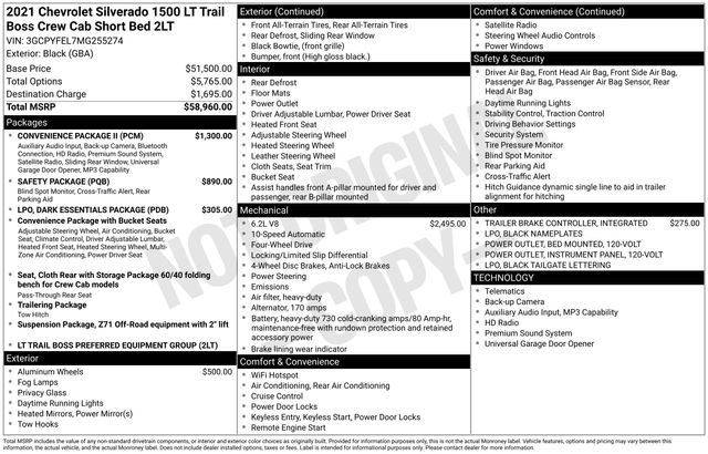 Used 2021 Chevrolet Silverado 1500 LT Trail Boss w/ Convenience Package II AWD/4WD image 13