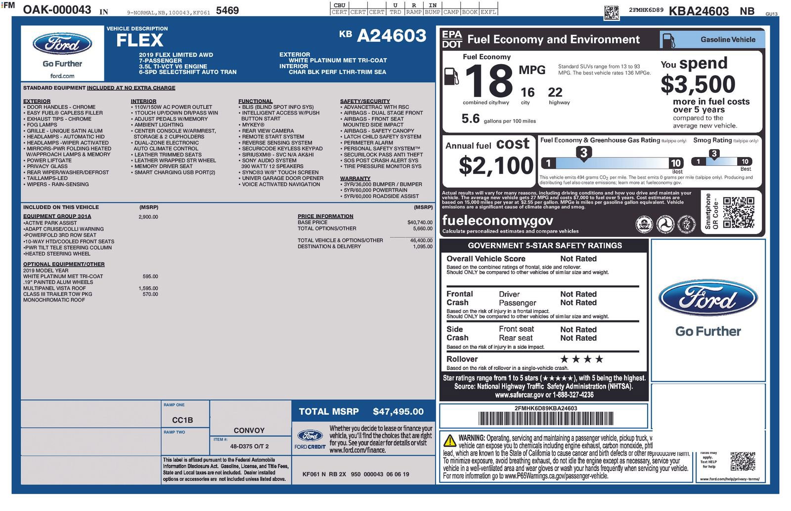 Used 2019 Ford Flex Limited w/ Equipment Group 301A image 6