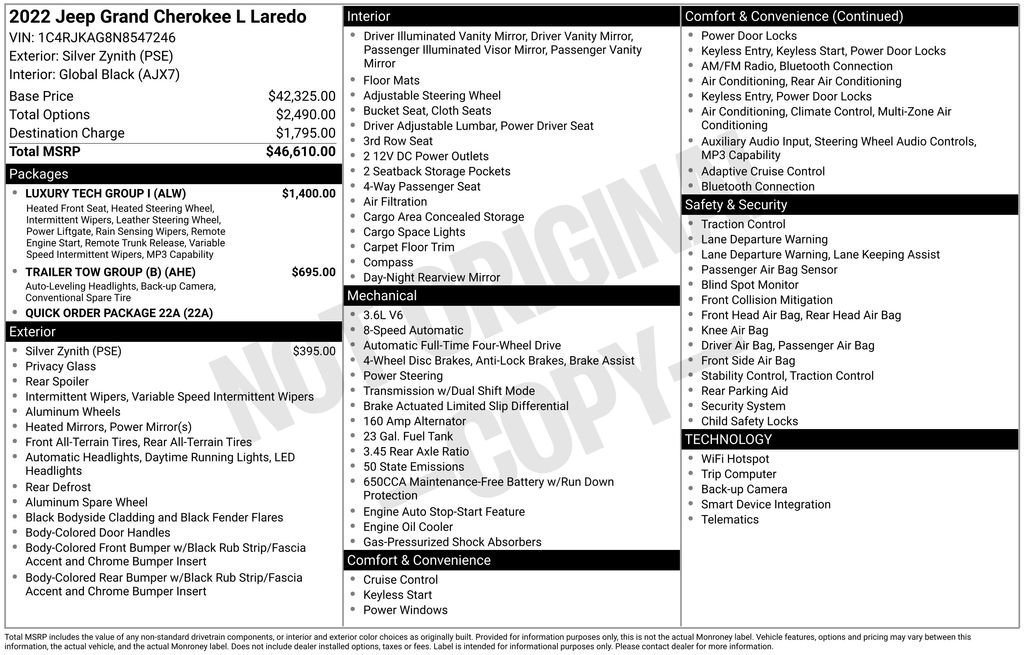 Used 2022 Jeep Grand Cherokee L Laredo w/ Luxury Tech Group I AWD/4WD image 41