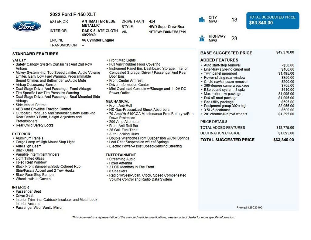 Used 2022 Ford F150 XLT w/ Equipment Group 302A High image 48