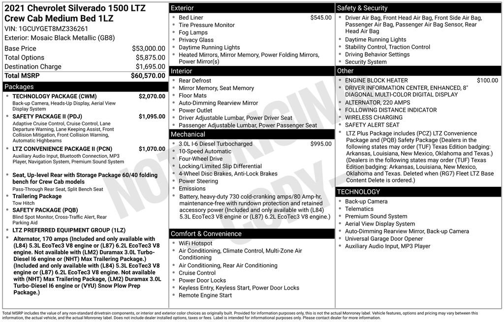 Used 2021 Chevrolet Silverado 1500 LTZ w/ Technology Package AWD/4WD image 32