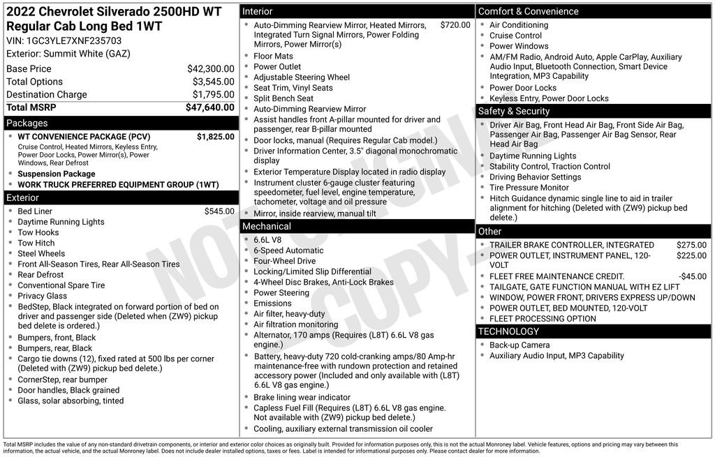 Used 2022 Chevrolet Silverado 2500 W/T w/ WT Convenience Package image 10