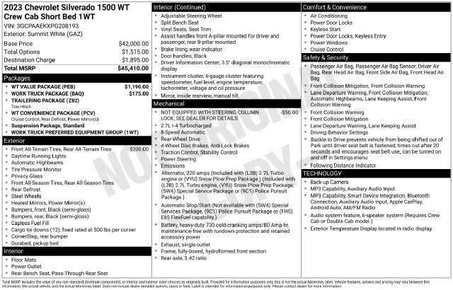 Used 2023 Chevrolet Silverado 1500 W/T w/ WT Value Package RWD image 4