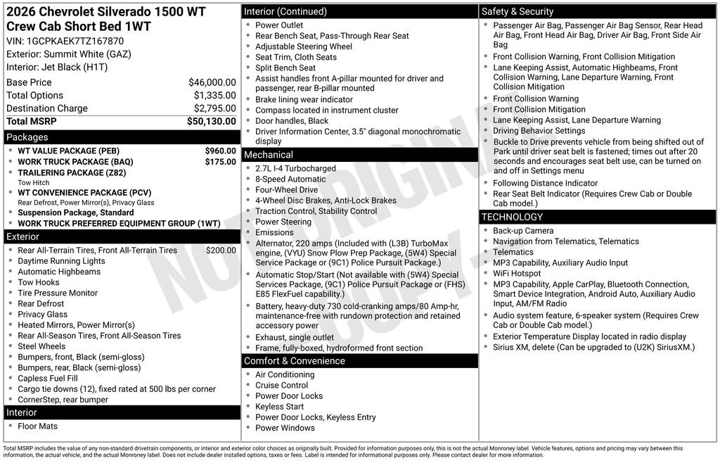 Certified 2026 Chevrolet Silverado 1500 W/T w/ WT Value Package AWD/4WD image 5