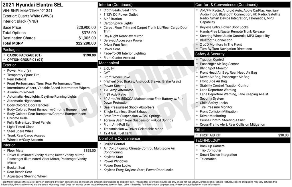 Certified 2021 Hyundai Elantra SEL w/ Cargo Package FWD image 3