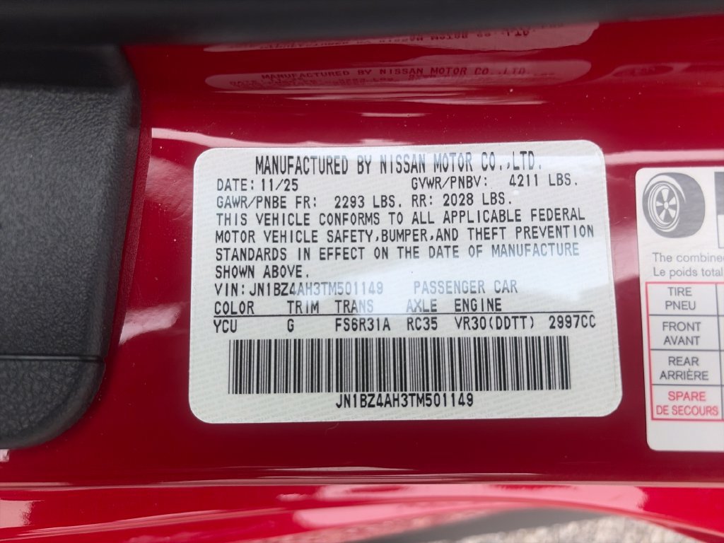 Certified 2026 Nissan Z Sport w/ Floor Mat Package RWD image 30