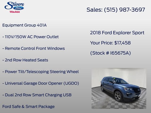 Used 2018 Ford Explorer Sport w/ Equipment Group 401A AWD/4WD image 16