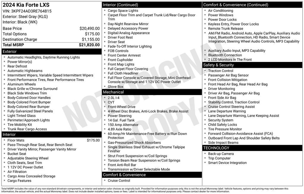 Certified 2024 Kia Forte LXS FWD image 34