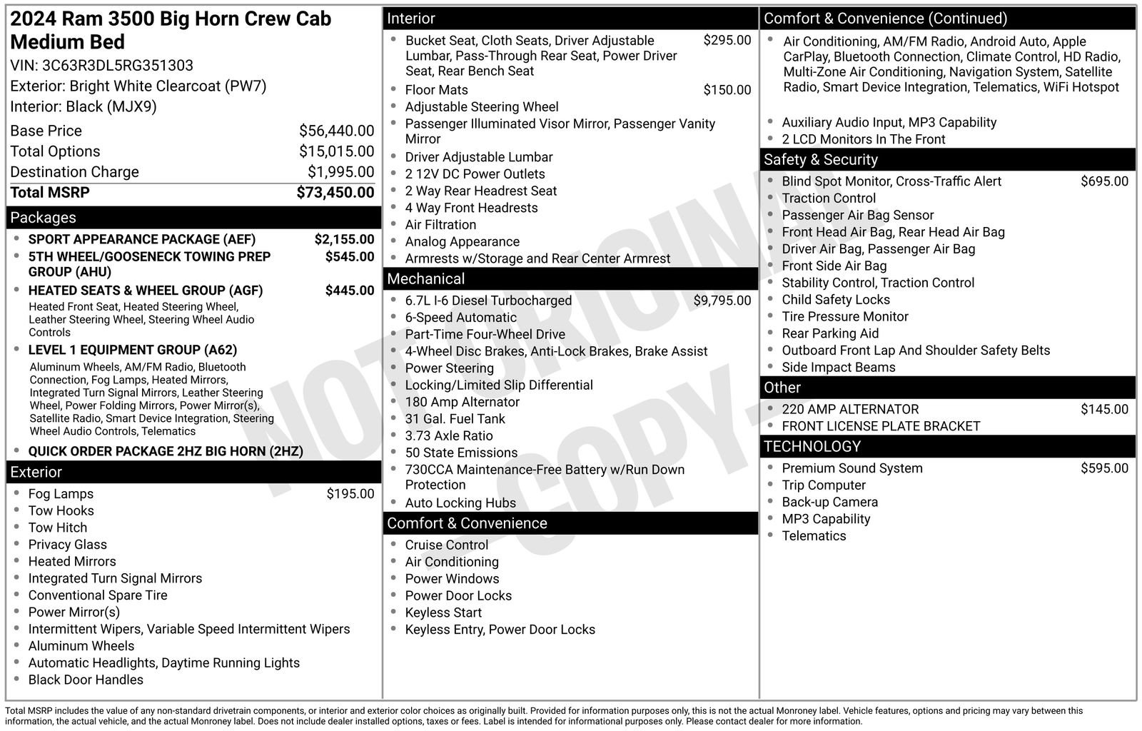 Used 2024 RAM 3500 Big Horn w/ Sport Appearance Package AWD/4WD image 17