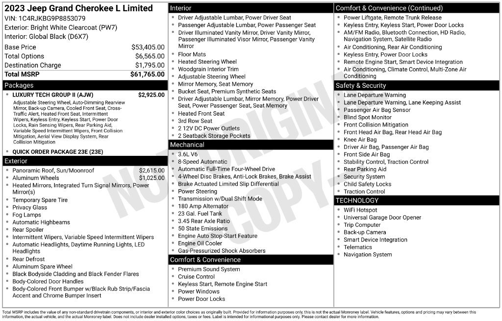 Used 2023 Jeep Grand Cherokee L Limited w/ Luxury Tech Group II AWD/4WD image 42