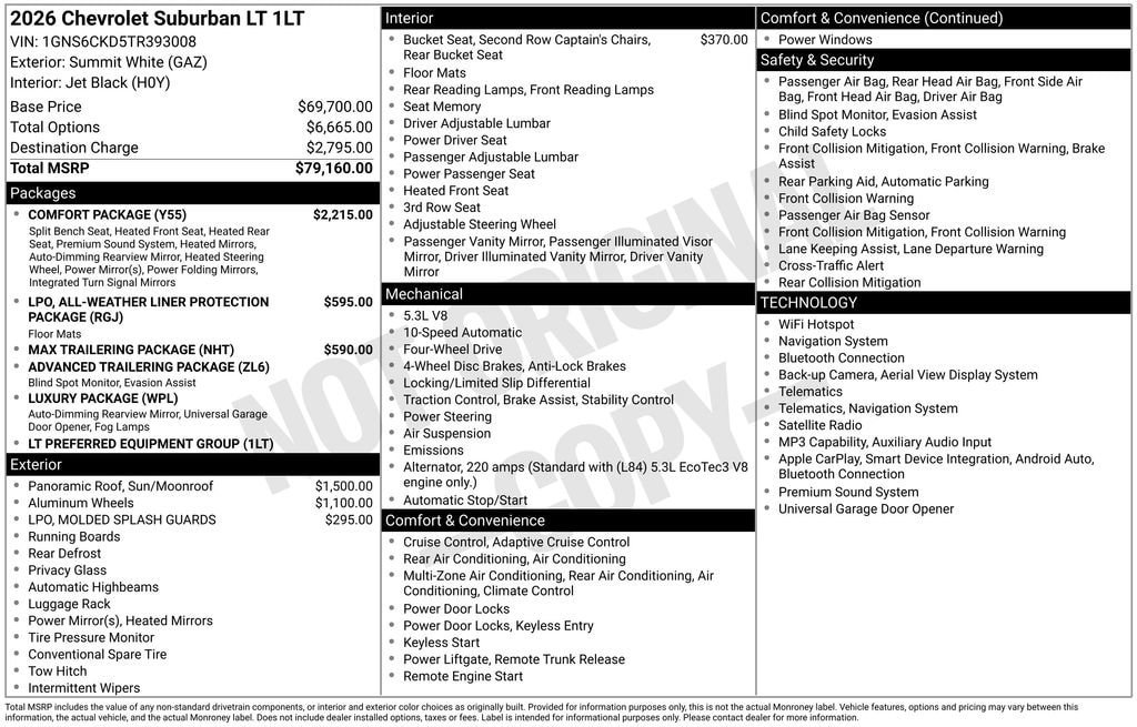 New 2026 Chevrolet Suburban LT w/ Comfort Package AWD/4WD image 11