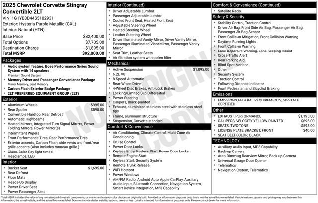 Certified 2025 Chevrolet Corvette Stingray Preferred Conv w/ 2LT image 6