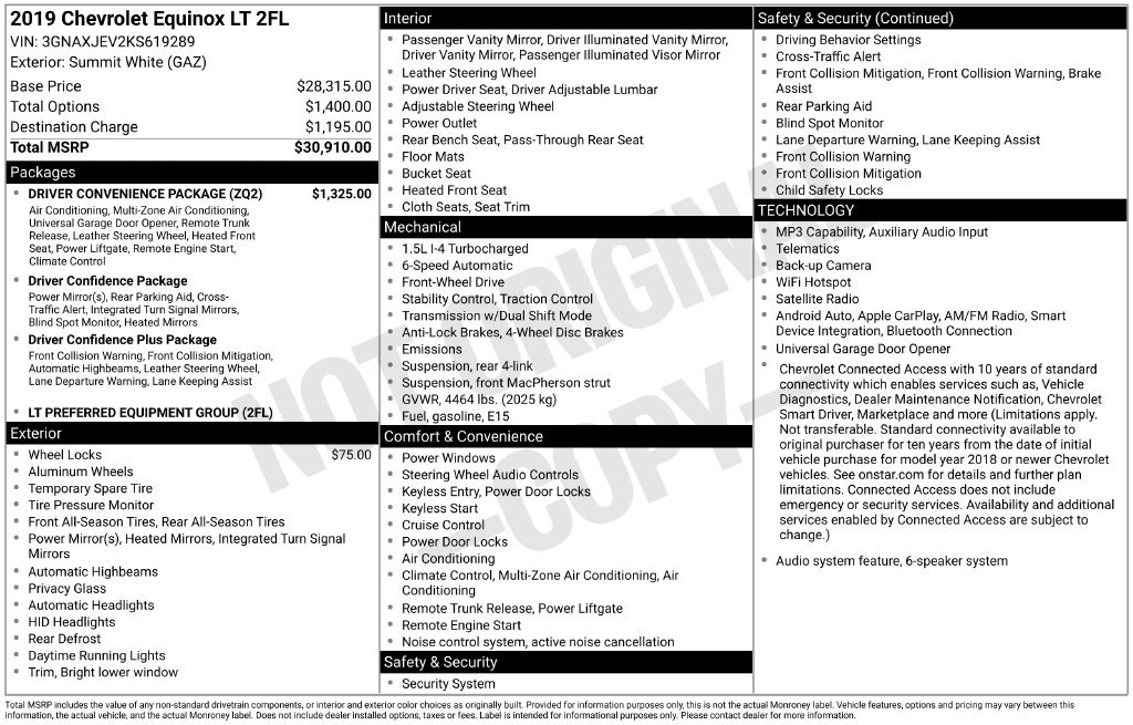 Used 2019 Chevrolet Equinox LT w/ Driver Convenience Package FWD image 28