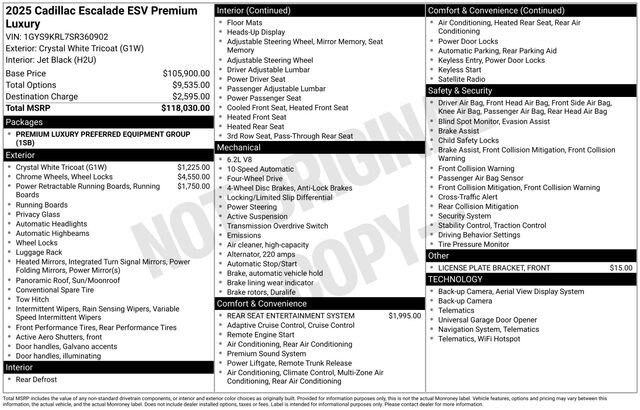 New 2025 Cadillac Escalade ESV Premium Luxury AWD/4WD image 31