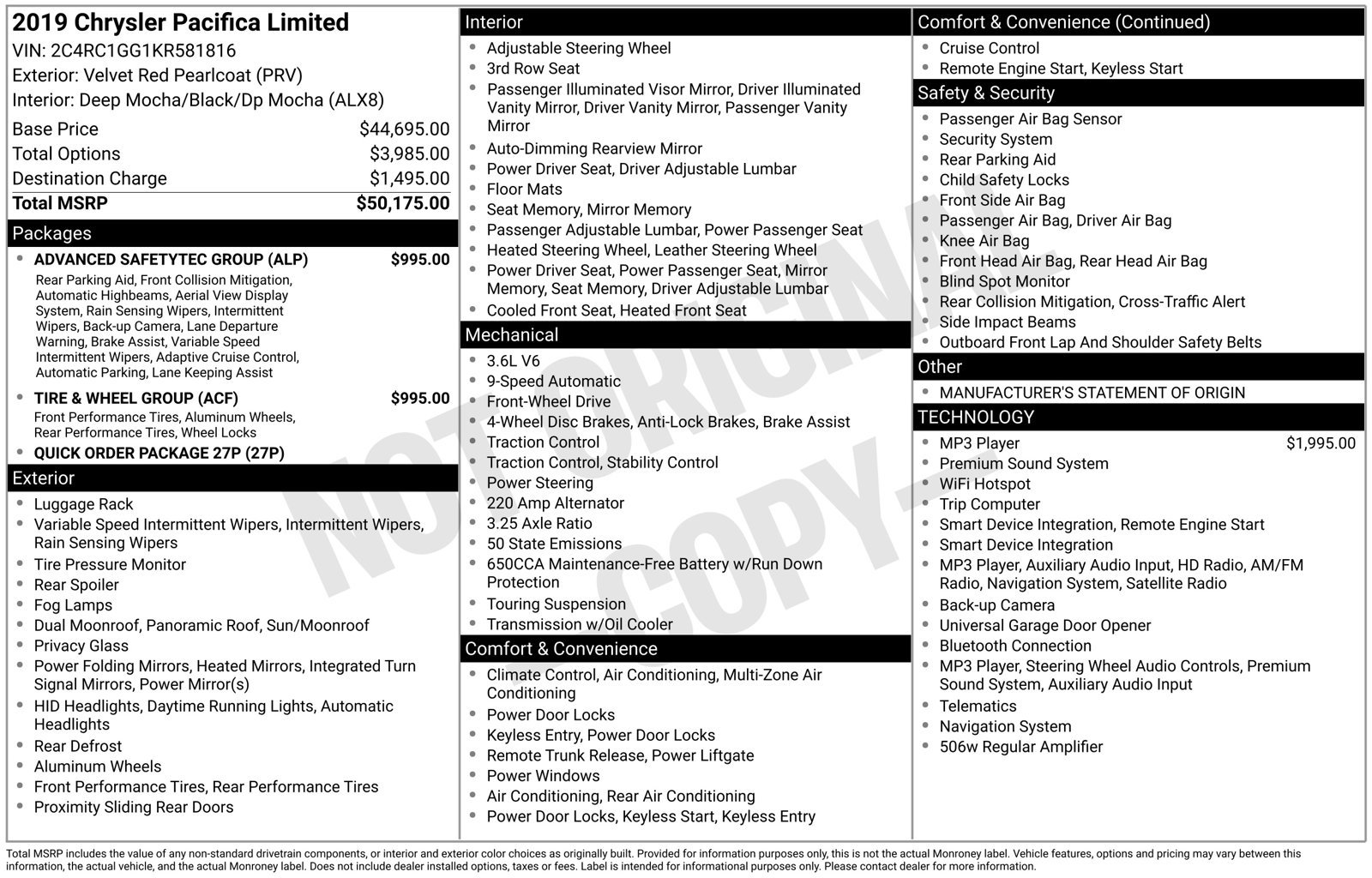 Used 2019 Chrysler Pacifica Limited w/ Tire & Wheel Group FWD image 5