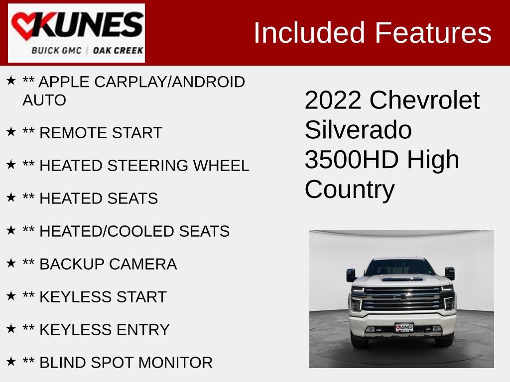 Used 2022 Chevrolet Silverado 3500 High Country w/ Safety Package II AWD/4WD image 2