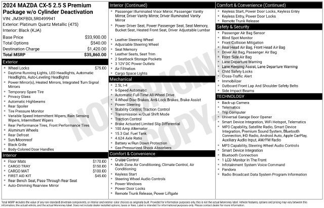 Certified 2024 MAZDA CX-5 AWD 2.5 S w/ Premium Package image 34