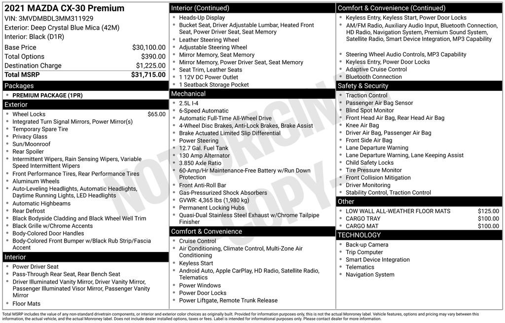 Used 2021 MAZDA CX-30 AWD 2.5 S w/ Premium Package image 5