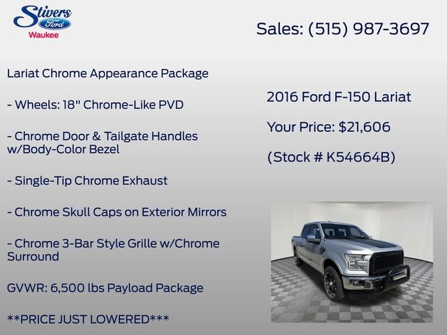 Used 2016 Ford F150 Lariat w/ Equipment Group 502A Luxury AWD/4WD image 26