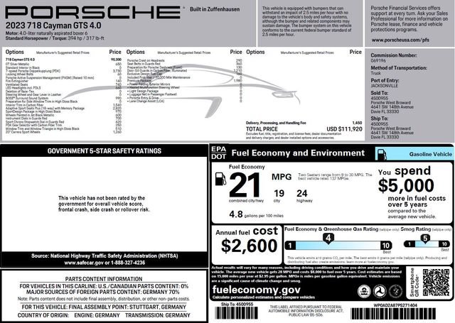 Used 2023 Porsche 718 Cayman GTS RWD image 1