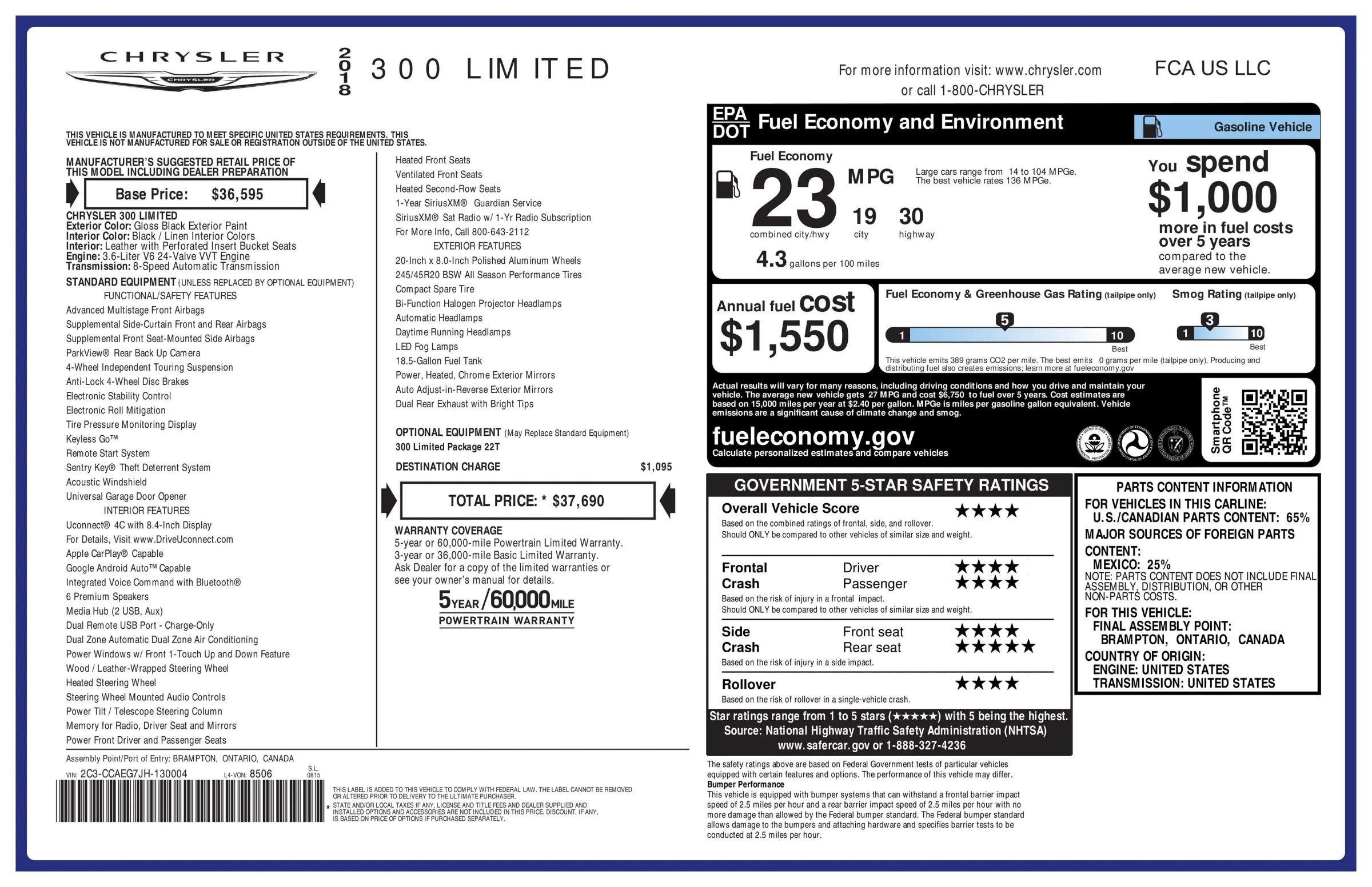 Used 2018 Chrysler 300 Limited RWD image 2