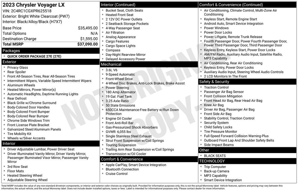 Certified 2023 Chrysler Voyager LX FWD image 40