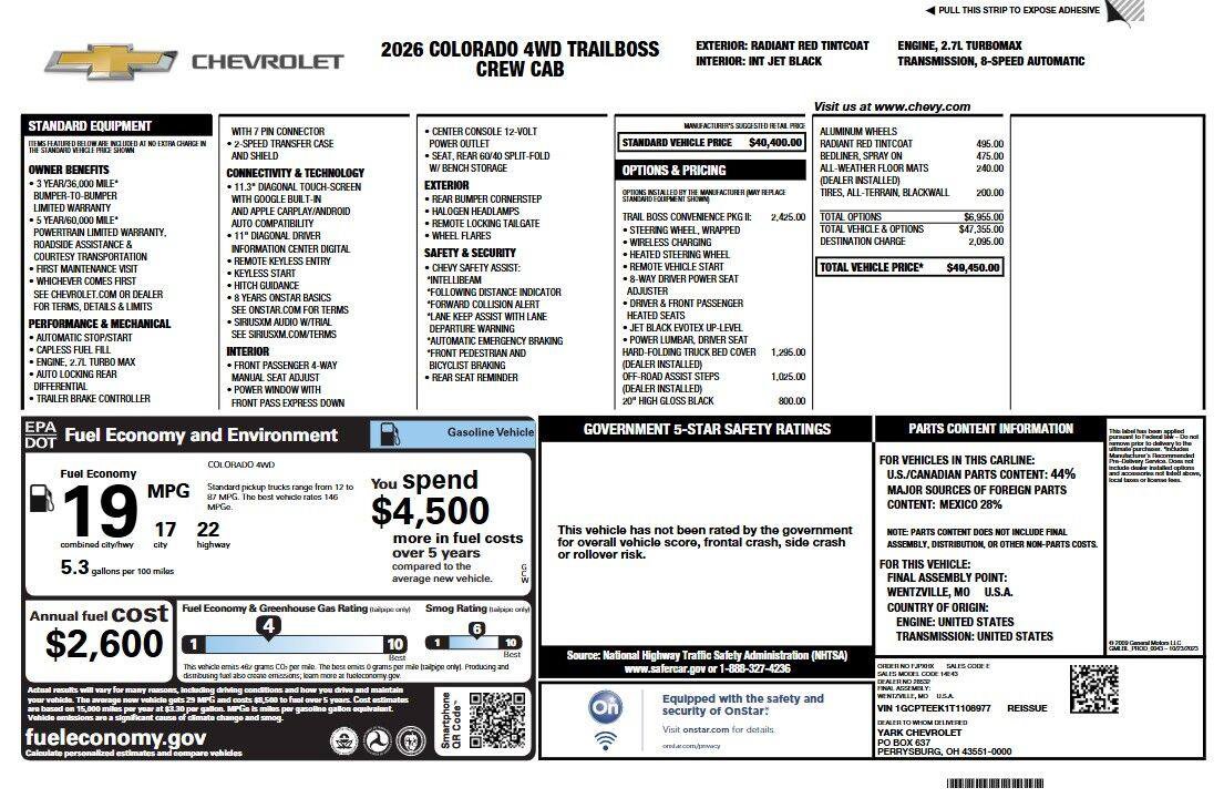 Used 2026 Chevrolet Colorado Trail Boss AWD/4WD image 6