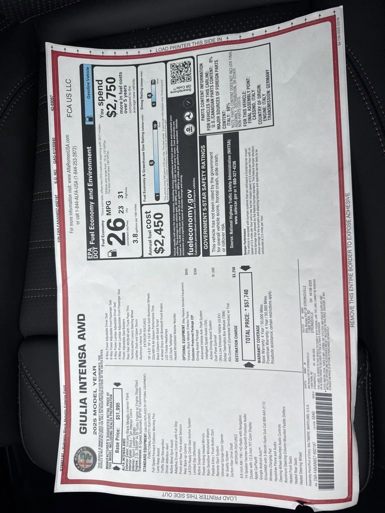 New 2025 Alfa Romeo Giulia AWD w/ Driving Assist Package image 26